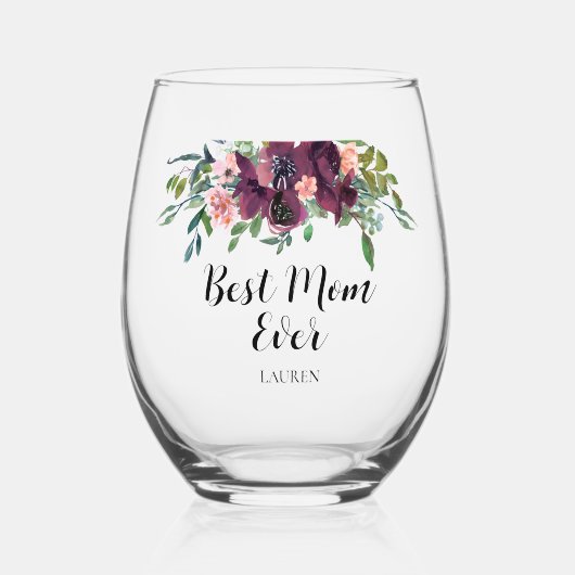 Elegante beste mama ooit wijnglas zonder voet (Voorkant)