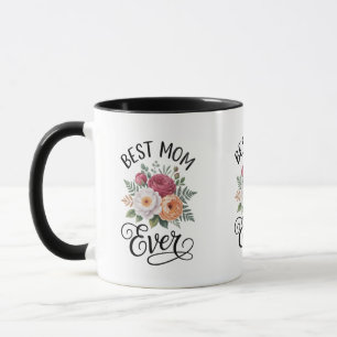 Elegante Beste Moeder Ooit Bloemboeket Waterverf Mok