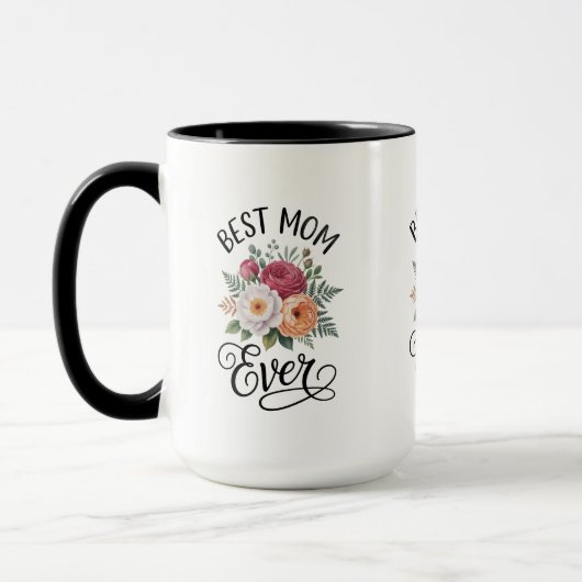 Elegante Beste Moeder Ooit Bloemstuk Aquarel Mok (Links)