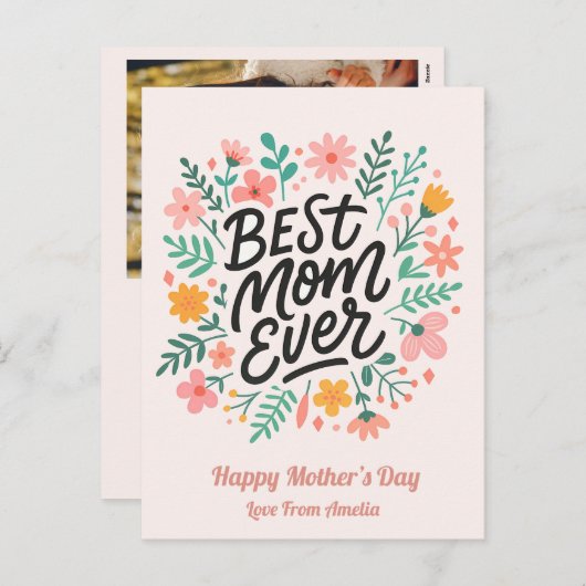 Elegante beste moeder ooit | Moederdag Feestdagenkaart (Voorkant / Achterkant)