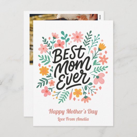 Elegante beste moeder ooit | Moederdag Feestdagenkaart (Voorkant / Achterkant)