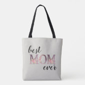 Elegante Beste MOM Ooit Bloem Typografie Tote Bag (Achterkant)