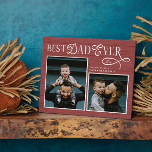 Elegante Beste Papa Ooit Foto Rood Fotoplaat