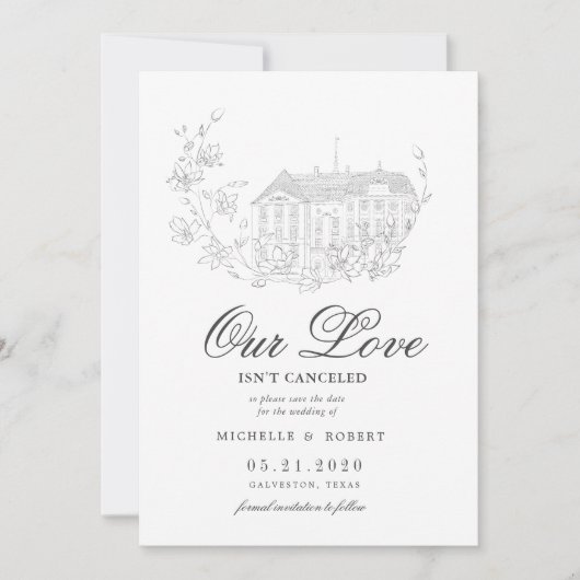 Elegante bestemming bloemenfoto bewaar de datum kaart (Voorkant)