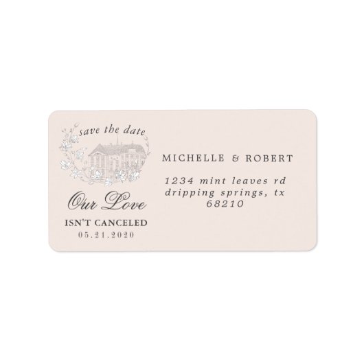Elegante bestemming Floral Bewaar de datum Etiket (Voorkant)