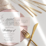 Elegante bestemming Floral Bewaar de datum Etiket<br><div class="desc">Ons "Old Town Wedding" collectie is ideaal voor een elegante bruiloft op het platteland. Dit collectie heeft elegante stencil illustraties op pastelachtergronden met een klassiek script lettertype gekoppeld aan een serif lettertype voor al uw informatie. Bekijk onze winkel voor meer objecten van dit collectie.</div>