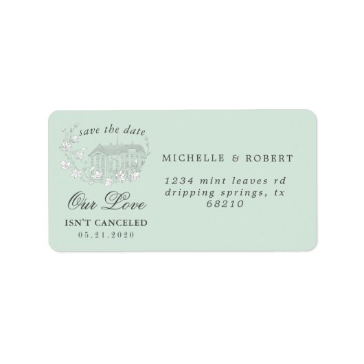 Elegante bestemming Floral Bewaar de datum Etiket (Voorkant)
