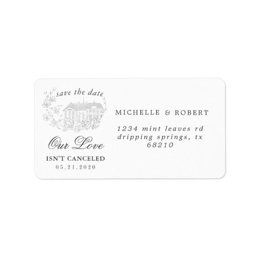 Elegante bestemming Floral Bewaar de datum Etiket (Voorkant)