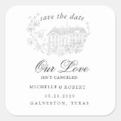 Elegante bestemming Floral Bewaar de datum Vierkante Sticker (Voorkant)