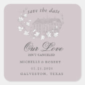 Elegante bestemming Floral Bewaar de datum Vierkante Sticker (Voorkant)