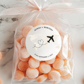 Elegante Bestemming Huwelijk Aangepaste Naam Vlieg Ronde Sticker