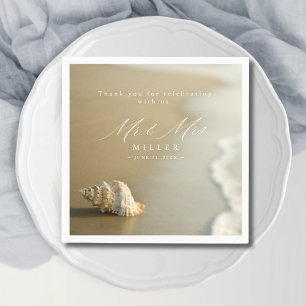 Elegante bestemming strand bruiloft dank u servet