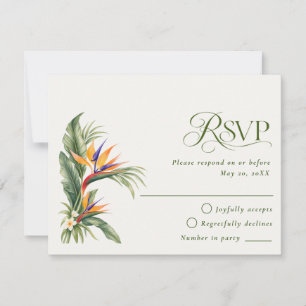 Elegante Bestemming Tropisch Strand Huwelijk RSVP Kaartje