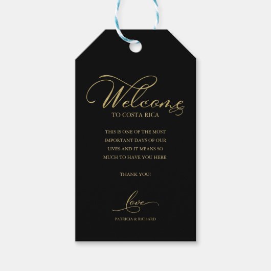 Elegante Bestemming Trouw Welkom Dank Je Cadeaulabel (Voorkant)