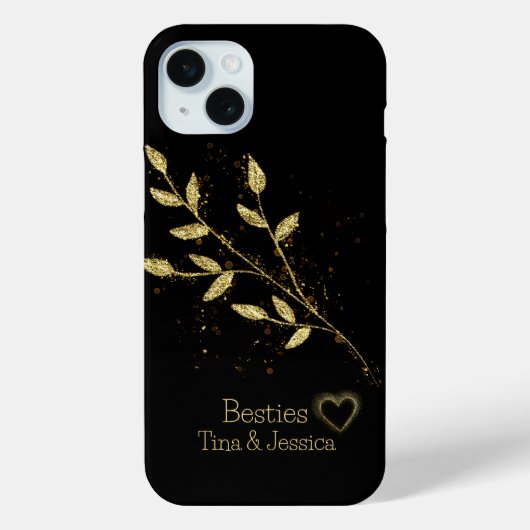 Elegante Besties Zwart en Goud Plant Case-Mate iPhone Case (Achterkant)