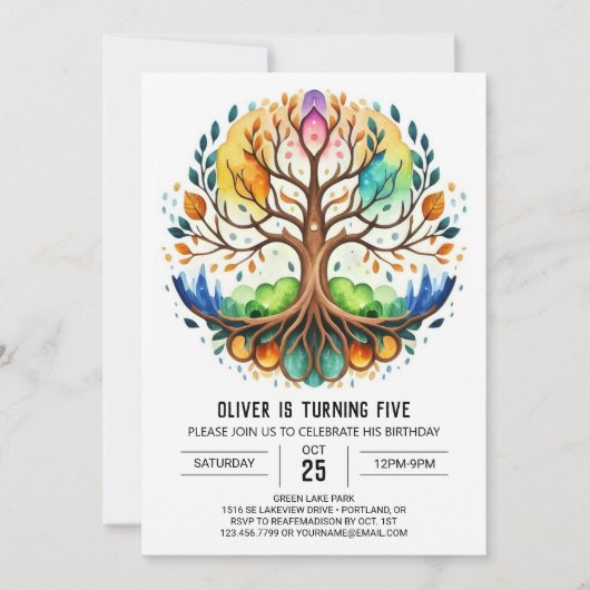 Elegante betoverde boom van het leven verjaardag kaart (Voorkant)