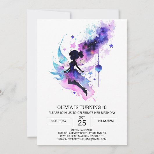 Elegante betoverde bosfee verjaardag kaart (Voorkant)