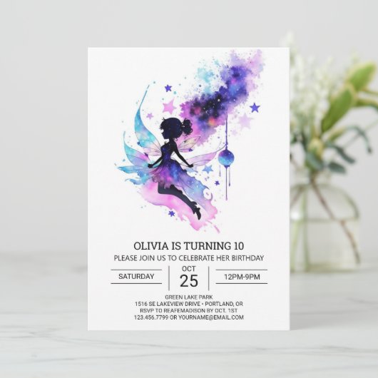 Elegante betoverde bosfee verjaardag kaart (Staand voorkant)