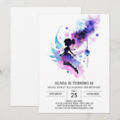 Elegante betoverde bosfee verjaardag kaart (Voorkant / Achterkant)