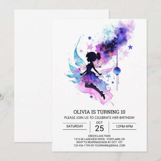 Elegante betoverde bosfee verjaardag kaart (Voorkant / Achterkant)