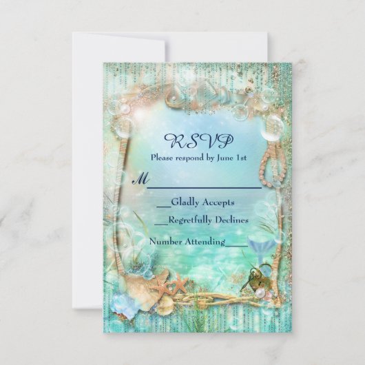 Elegante betoverde onder de zeebeach RSVP kaart (Voorkant)