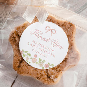 Elegante betoverde roze bloemenkraamfeest ronde sticker
