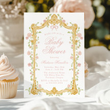 Elegante Betoverde Roze Bloemrijke Kader Baby Show