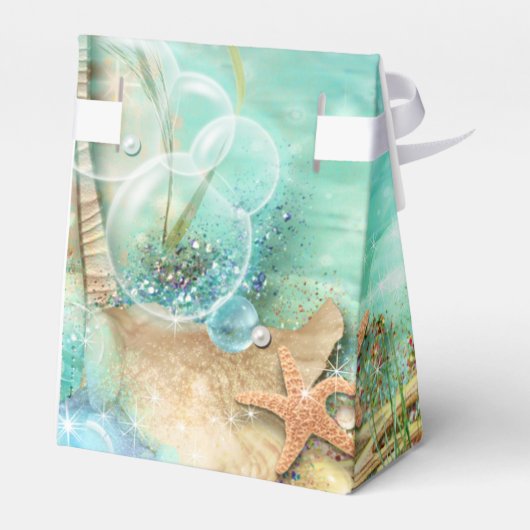 Elegante betoverde Zeeen strand tropische gunst do Bedankdoosjes (Achterkant)