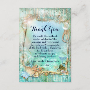 Elegante betoverde zeestrand bedankkaartjes bedankkaart