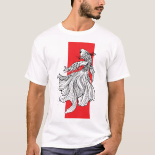 Elegante Betta Vissen Lijnkunst – Japanse Minimali T-shirt