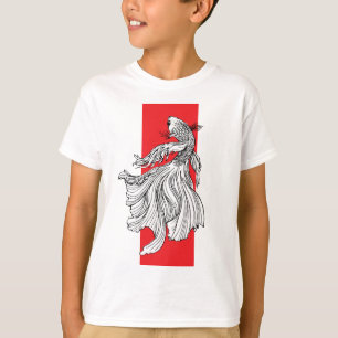 Elegante Betta Vissen Lijnkunst – Japanse Minimali T-shirt