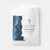 Elegante bevestiging Cross Navy Blue Gold Agaat Bedankzakje (Voorkant)