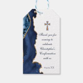 Elegante bevestiging Cross Navy Blue Gold Agaat Cadeaulabel