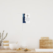 Elegante bevestiging Cross Navy Blue Gold Agaat Poster (Keuken)