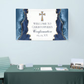 Elegante bevestiging Cross Navy Blue Gold Agaat Spandoek (Beurs)