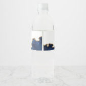 Elegante bevestiging Cross Navy Blue Gold Agaat Waterfles Etiket (Achterkant)