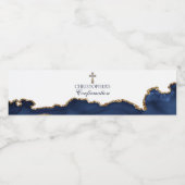 Elegante bevestiging Cross Navy Blue Gold Agaat Waterfles Etiket (Enkel label)