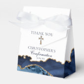 Elegante bevestiging Cross Navy Blue Gold Party Bedankdoosjes (Voorkant Zijde)