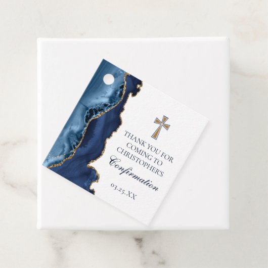 Elegante bevestiging Cross Navy Blue Gold Party Bedankjes Labels (In situ)