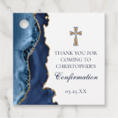 Elegante bevestiging Cross Navy Blue Gold Party Bedankjes Labels (Voorkant)