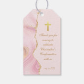 Elegante bevestiging Cross Pink Gold Agaat Custom Cadeaulabel (Voorkant)