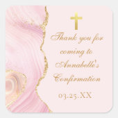 Elegante bevestiging Cross Pink Gold Agaat Custom Vierkante Sticker (Voorkant)