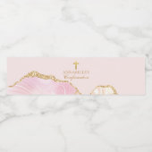 Elegante bevestiging Cross Pink Gold Agaat Custom Waterfles Etiket (Enkel label)