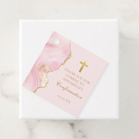 Elegante bevestiging Cross Pink Gold Agaat Party Bedankjes Labels (In situ)