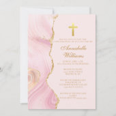 Elegante bevestiging Cross Pink Gold Agaat Party Kaart (Voorkant)