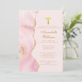 Elegante bevestiging Cross Pink Gold Agaat Party Kaart (Staand voorkant)