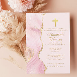 Elegante bevestiging Cross Pink Gold Agaat Party Kaart
