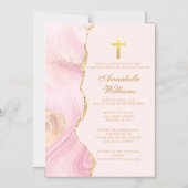 Elegante bevestiging Cross Pink Gold Agaat Party Magnetische Uitnodiging (Voorkant)