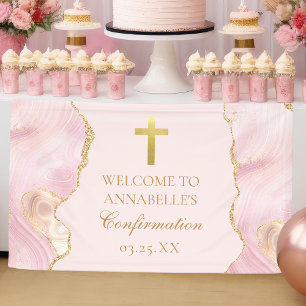 Elegante bevestiging Cross Pink Gold Agaat Party Spandoek