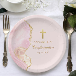 Elegante bevestiging Cross Pink Gold Custom Party Papieren Bordje